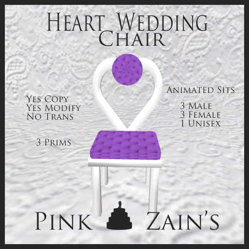 Heart Wedding Chair/Single - Purple