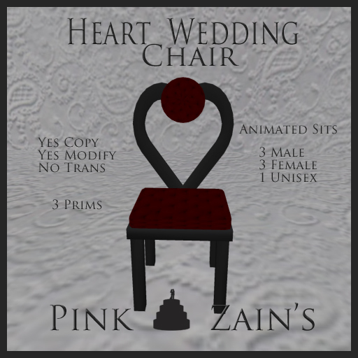 Heart Wedding Chair/Single - Goth/Red