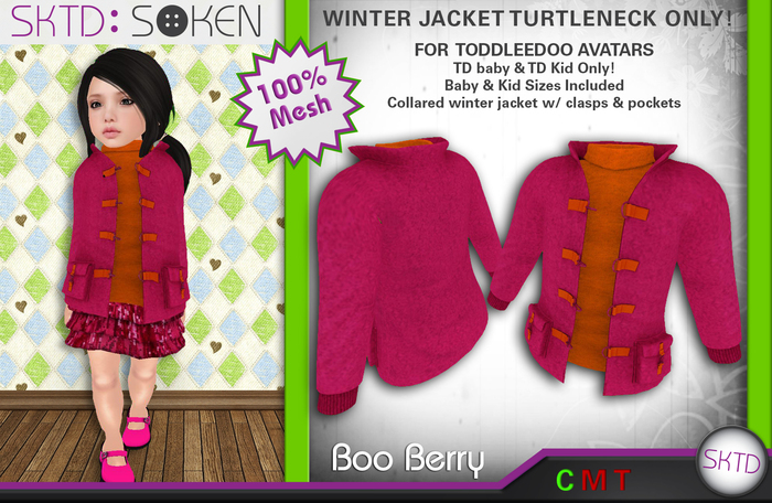 [SKTD] Toddleedoo Boo Berry Mesh Winter Jacket Turtleneck