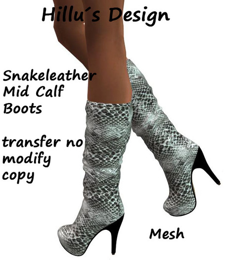 Leather Mid Calf Boots snakeleather