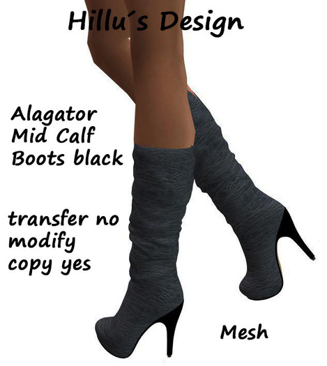 Leather Mid Calf Boots black