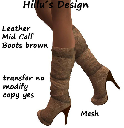 Leather Mid Calf Boots brown