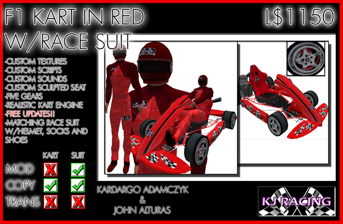 F1 Red Go Kart and Suit