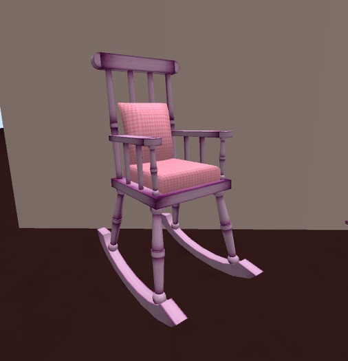 Nursery Pink Gingham Rocking Chair with sit pose