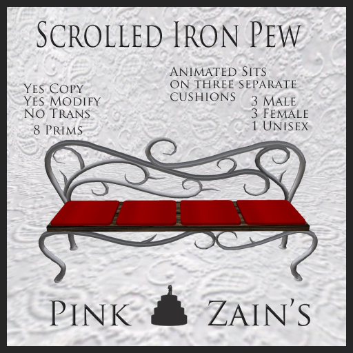 Scrolled Iron Pew - Red