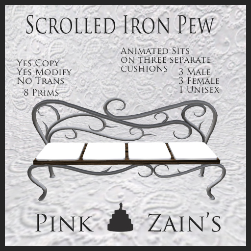 Scrolled Iron Pew - White