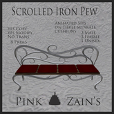 Scrolled Iron Pew -Goth/Red