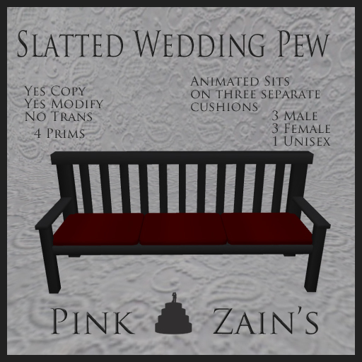 Slatted Wedding Pew - Goth/Red