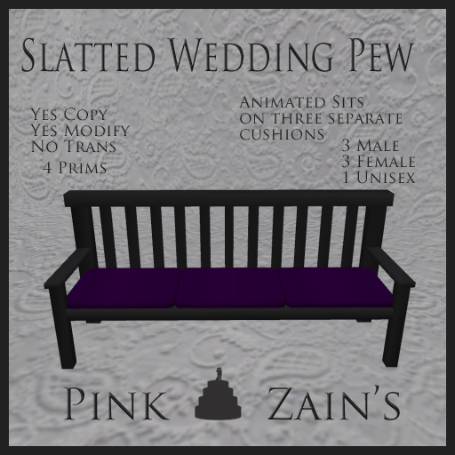Slatted Wedding Pew - Goth/Purple