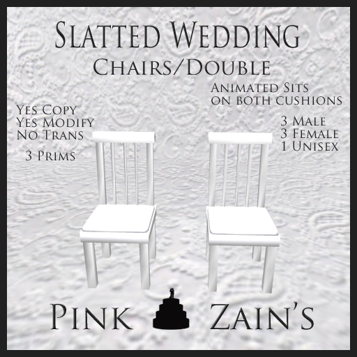 Slatted Wedding Chair/Double - White