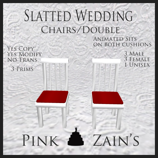 Slatted Wedding Chair/Double - Red