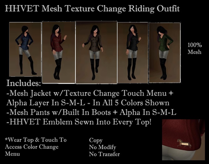  HHVET Victoriana - Mesh Texture Change Riding Outfit 