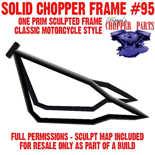 One Prim Sculpted Motorcycle Frame - necked - Full Permission - Solid Chopper Frame #95