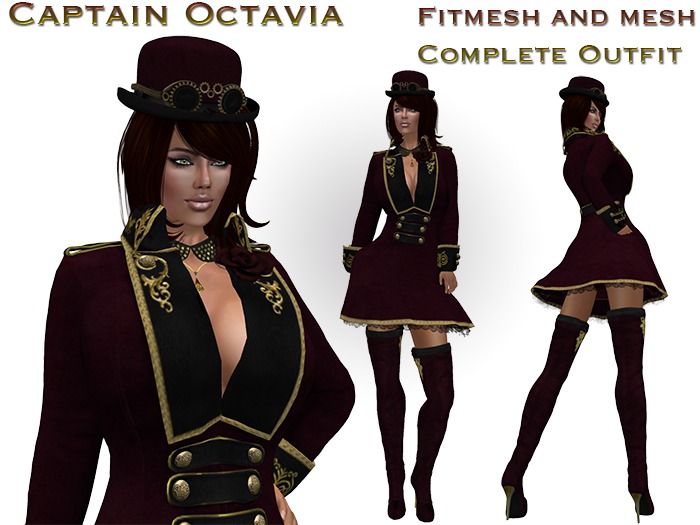 Captain Octavia Complete Outfit - Mesh and Fitted Mesh DEMO