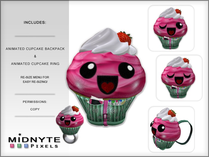 Animated Cupcake (Backpack & Ring)