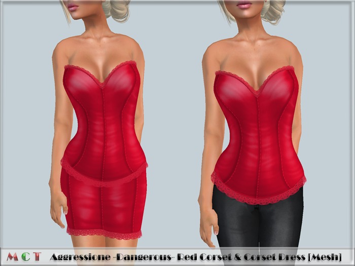 Aggressione Dangerous red corset and corset dress [mesh]