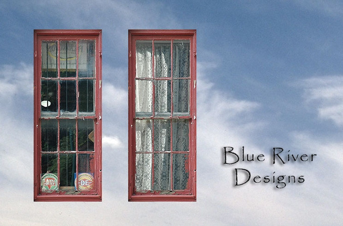 Rustic Red-Framed Window Texture
