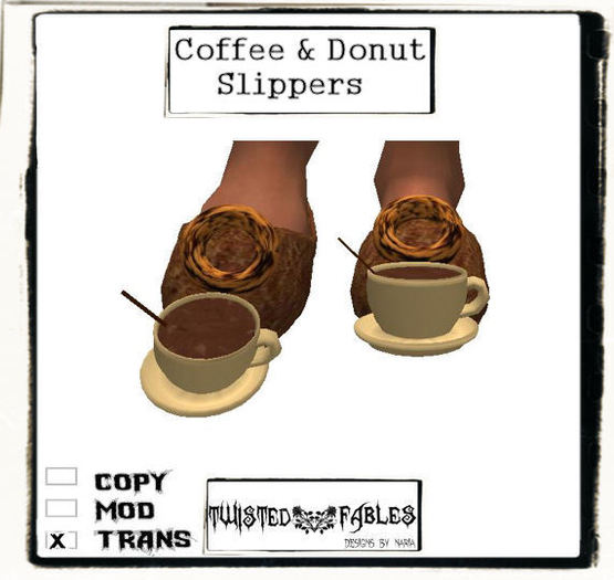 **TF** Coffee & Donut Slippers - Touch to Resize