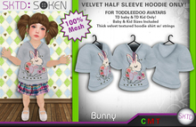 [SKTD] Toddleedoo Bunny Velvet Half Sleeve Hoodie Shirt