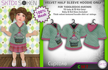 [SKTD] Toddleedoo Cupcake Velvet Half Sleeve Hoodie Shirt