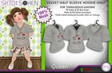 [SKTD] Toddleedoo Queen Velvet Half Sleeve Hoodie Shirt