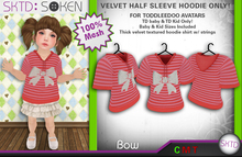 [SKTD] Toddleedoo Bow Velvet Half Sleeve Hoodie Shirt