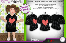 [SKTD] Toddleedoo Heart Velvet Half Sleeve Hoodie Shirt