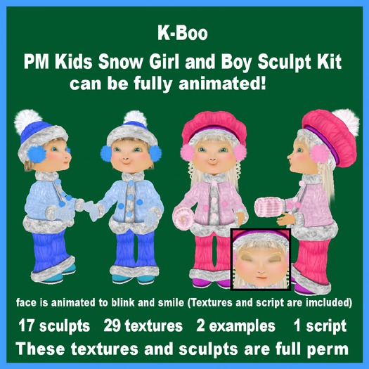 k-boo pm kids snow girl and boy sculpt kit