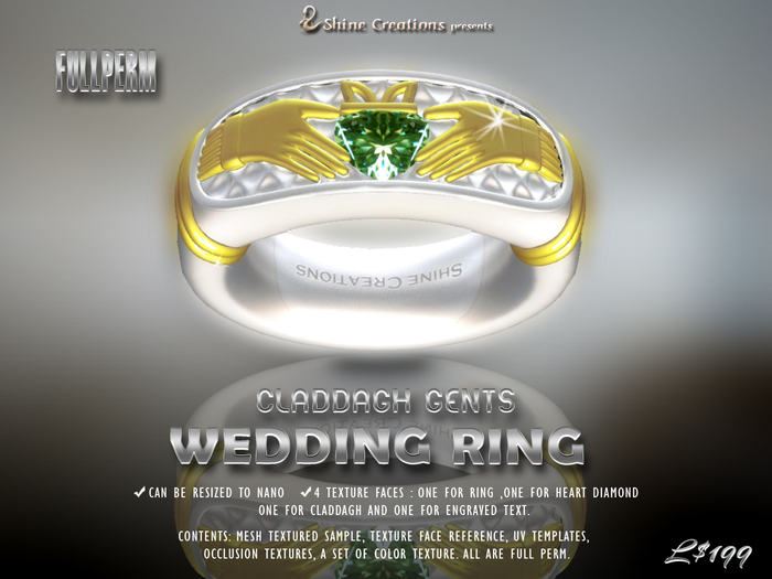 Claddagh Gents Wedding Ring Set Pack