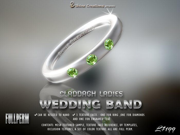 Claddagh Ladies Wedding Band Set Pack