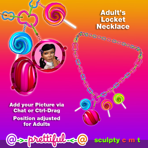 @~>~ PrettiFuL ~<~@ Locket Necklace [ Lollipop ] Adult