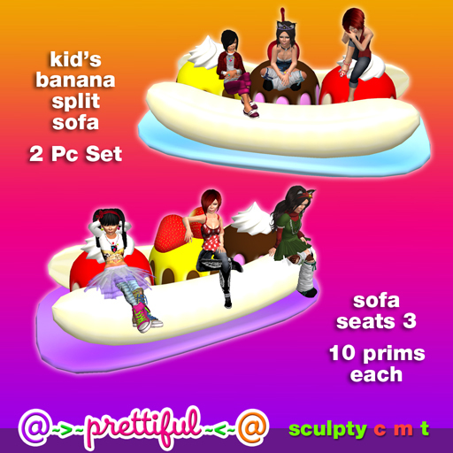 @~>~ PrettiFuL ~<~@ Banana Split Sofa [ 2 Pc Set ] Save L$100 Off