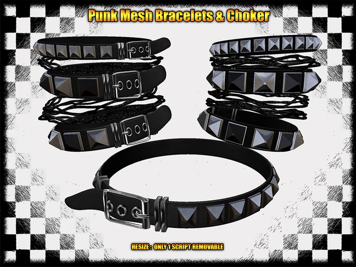 .:[UD]:. Mesh Punk Bracelets & Choker (box)