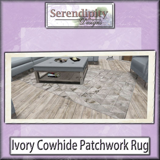 Serendipity Designs - Ivory Cowhide Patchwork Rug