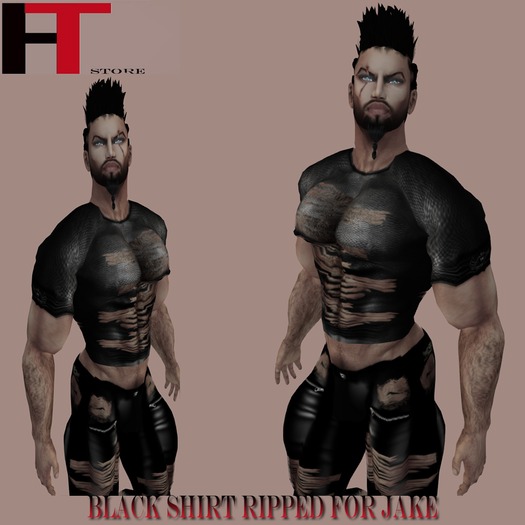 JAKE (H-T) BLACK SHIRT RIPPED