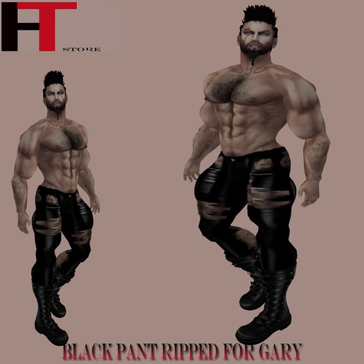 GARY (H-T) BLACK RIPPED LEATHER PANTS FOR L'UOMO