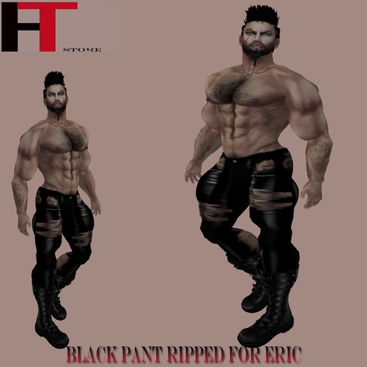 ERIC (H-T)  BLACK RIPPED LEATHER PANTS