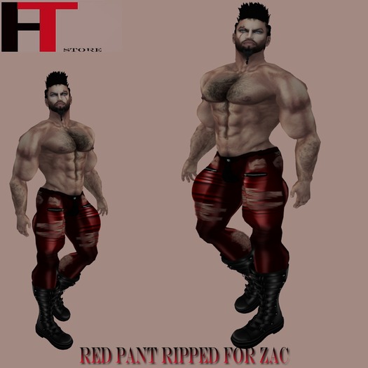ZAC (H-T) RIPPED LATEX RED PANTS
