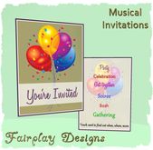 ~20 Musical Generic Celebrations Party Invitations