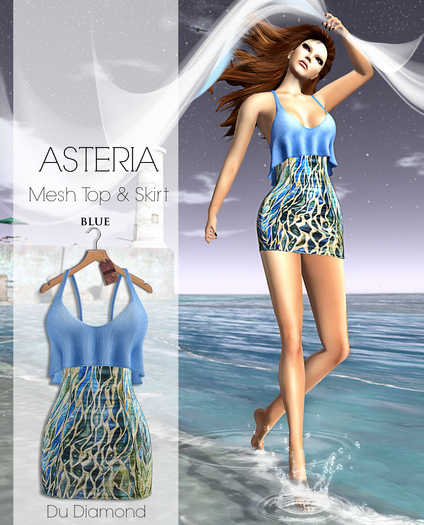 Asteria Creations - Du Diamond Mesh Top & Mesh Skirt - Blue