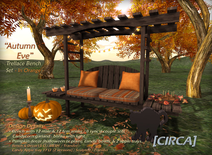 [CIRCA] Pkg - "Autumn's Eve" - Trellace Bench Set - In Green