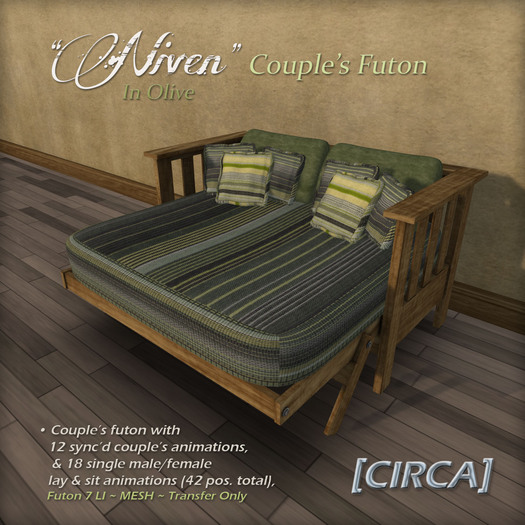 [CIRCA] - "Niven" Couple's Futon - In Olive