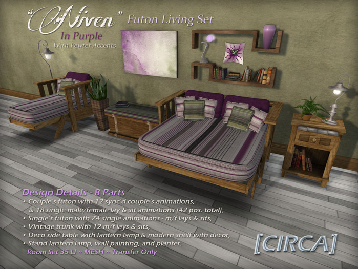 [CIRCA] Pkg - "Niven" Vintage Trunk Seat & Decor Set - Cocoa