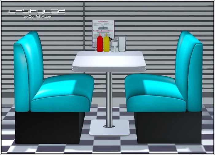 C-Stylez by CanTell Mizser - 50's Mesh Diner Set - Sky Blue - w/ Animations and Coffee Dispenser!