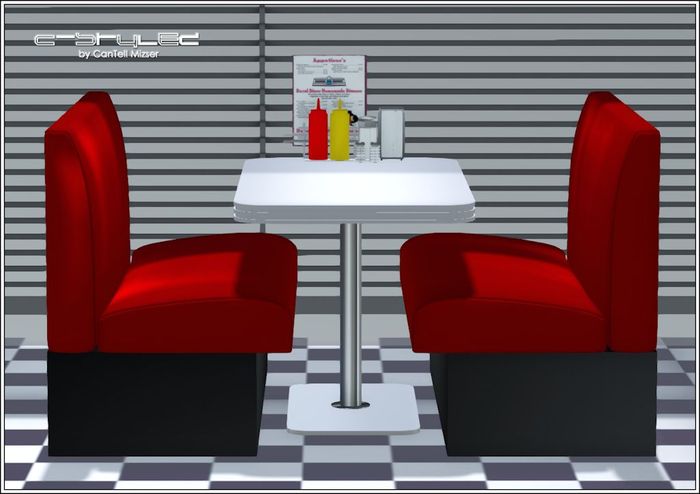 C-Stylez by CanTell Mizser - 50's Mesh Diner Set - Red - w/ Animations and Coffee Dispenser!