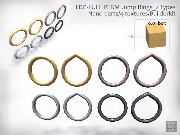 LDG-FULL PERM Jump Rings - 2 Types/Nano/4 textures/Builderkit 