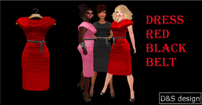 D&S designMESH  red dress black  belt