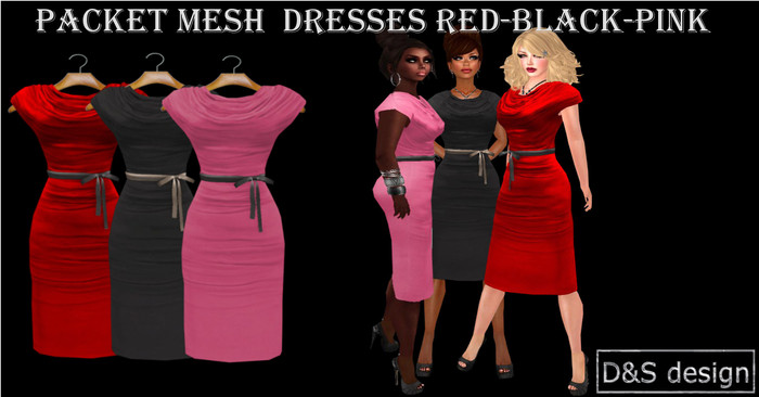 D&S design MESH packet pink /black/red dress