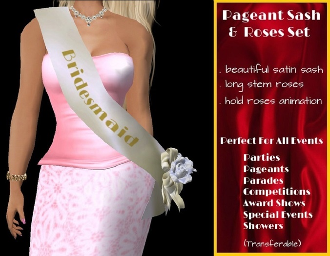 UPDATED Pageant Sash and Roses Set - Bridesmaid