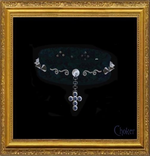 AA&A "Spikes'n'Crosses" - Gothic Blue Choker